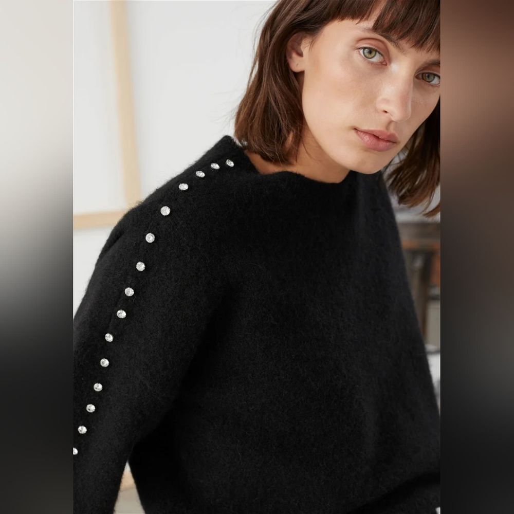 & OTHER STORIES Black Rhinestone Embellished Sweater Size XS - Picture 8 of 8